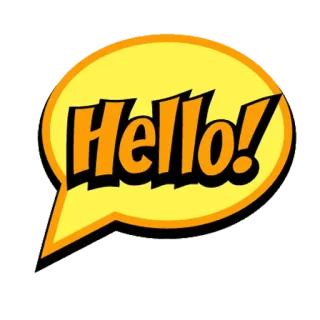 🤓 Hello! bonjour, salutation, bulle de dialogue, amical, orange telegram sticker
