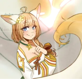 😏 anime, kemonomimi, fox girl, cute, character, fan art telegram sticker