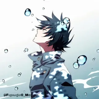 💠 @Fushigiuro_Megumi anime, manga, boy, water, bubbles, profile telegram sticker
