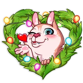 😘 chien, coeur, noël, clin d'oeil, dessin animé, mignon telegram sticker