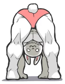 🍑 Tier, Hase, Auf dem Kopf, Cartoon, Süß whatsapp sticker