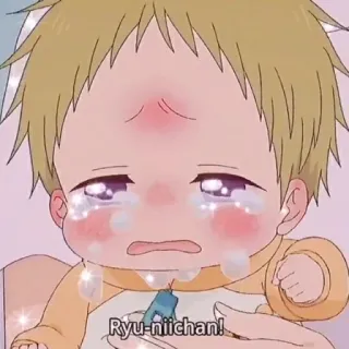 😭 Ryu-niichan! anime, baby, crying, cartoon telegram sticker
