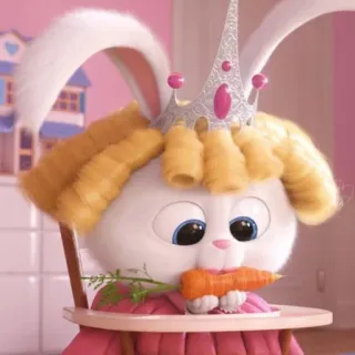🐰 Snowball The Secret Life of Pets coniglio, coniglio, corona, carota, animato whatsapp sticker