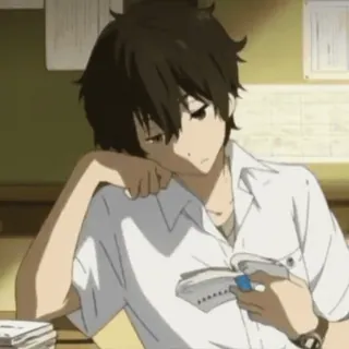 🪃 Anime, chico, estudiante, escuela, aburrido, estudiando, cansado whatsapp sticker