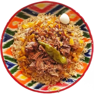🍚 jedzenie, pilaw, płow, ryż, mięso, kuchnia azjatycka, danie telegram sticker