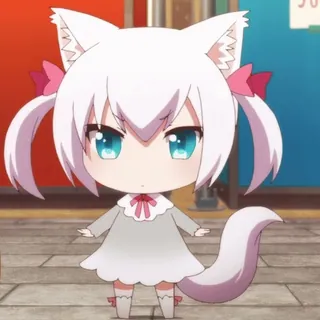 😉 アニメ, ちび, 猫耳, かわいい, 可愛い, 漫画 whatsapp sticker