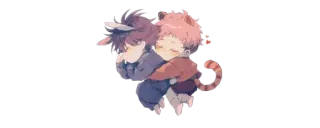 ✨ Anime, Chibi, Katze, Süß, Cartoon, Umarmung, Freundlich telegram sticker
