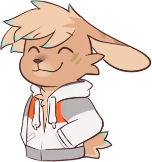 😄 binatang, kelinci, kartun, imut, berbulu, hoodie, tersenyum telegram sticker