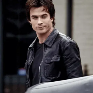 😉 Ian Somerhalder The Vampire Diaries actor, chaqueta de cuero, retrato, vampiro, serie de televisión telegram sticker
