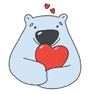 ❤️ หมี, หัวใจ, ความรัก, น่ารัก, สัตว์, การ์ตูน telegram sticker