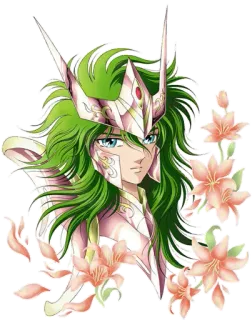 😏 Anime, Saint Seiya, Shun, Andrómeda, Armadura, Fantasía, Flores telegram sticker