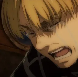 😭 Armin Arlert Attack on Titan anime, crying, sad, Armin Arlert, Attack on Titan, tears telegram sticker