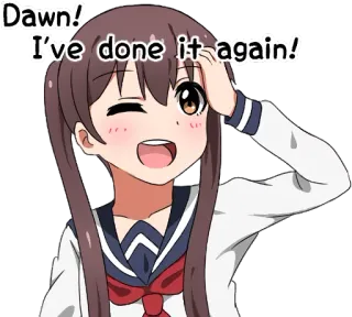 😜 Dawn! I've done it again! anime, cartoon, girl, happy, winking, school uniform telegram sticker