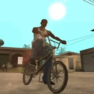 🔪 CJ Grand Theft Auto: San Andreas ซีเจ, แกรนด์เธฟต์ออโต, จักรยาน, ซานแอนเดรียส, วิดีโอเกม telegram sticker