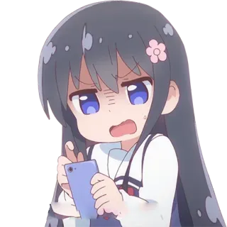 😨 anime, manga, girl, cute, angry, phone whatsapp sticker