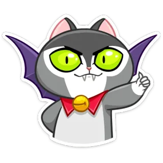 👍 Katze, Vampir, Cartoon, Tier, Halloween, Monster telegram sticker