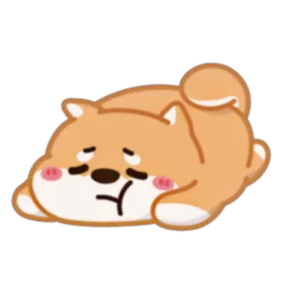 😔 狗, 柴犬, 睡觉, 可爱, 动物, 宠物 telegram sticker