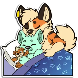 😴 furry, anthropomorphic, sleeping, bedtime, cute, stuffed animal, cartoon, cozy telegram sticker