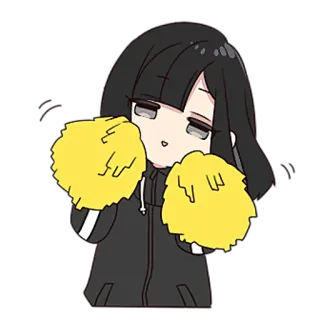 🥳 chica anime, animadora, pompones, lindo, pegatina, dibujo animado whatsapp sticker