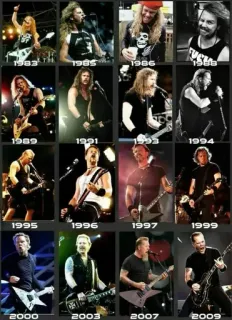 🕐 James Hetfield Metallica, Evoluzione, Musicista, Chitarrista, Metal, Rock, Allora e Ora telegram sticker