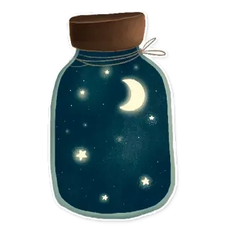 🌙 sterne, mond, glas, nacht, himmel, funkeln telegram sticker