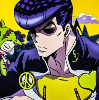😑 Josuke Higashikata JoJo's Bizarre Adventure Anime, Le bizzarre avventure di JoJo, Josuke Higashikata, Personaggio, Segno di pace, Ancora whatsapp sticker