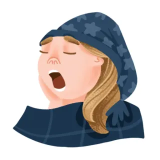 😴 dormido, soñoliento, cansado, bostezo, copa antes de dormir, manta telegram sticker