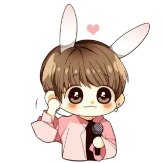 🍄 Dibujos animados, Anime, Lindo, Orejas de conejo, Micrófono whatsapp sticker