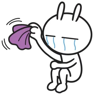 😪 conejo, llorando, triste, dibujos animados, lágrimas, molesto, emocional whatsapp sticker