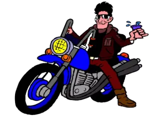 🍹 moto, motard, dessin animé, violence, doigt d'honneur whatsapp sticker