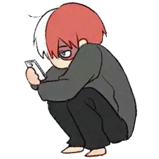 📱 Todoroki Shoto My Hero Academia Anime, Karakter, Todoroki, My Hero Academia, Telepon, Jongkok whatsapp sticker