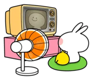 📺 rabbit, cartoon, television, fan, cute, animal, kawaii telegram sticker