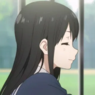 🍶 Anime, Mädchen, lächelnd, Profil, Cartoon, Charakter whatsapp sticker