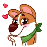 🥰 dog, corgi, sticker, cute, hearts, animal telegram sticker