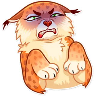 😨 lynx, cat, animal, angry, expression, cartoon whatsapp sticker