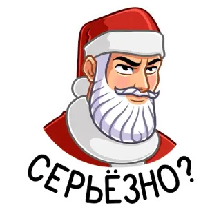❓ СЕРЬЁЗНО? 圣诞老人, 圣诞节, 贴纸, 俄语, 严肃, 冬天, 节日 telegram sticker
