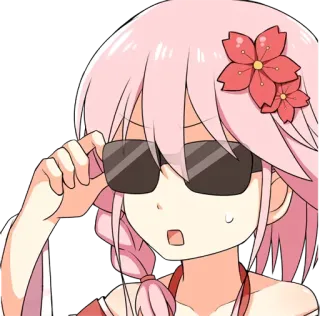 😎 Anime, Mangá, Garota, Óculos de sol, Personagem, cabelo rosa whatsapp sticker