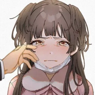 😭 Anime, Pianto, Triste, Ragazza, Maschera, Conforto telegram sticker