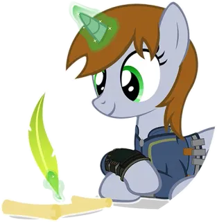 ✉️ pônei, unicórnio, magia, escrita, pena, pergaminho telegram sticker