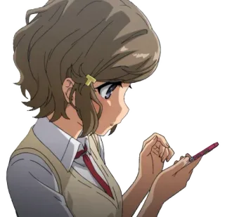 🤐 Anime, Ragazza, Uniforme scolastica, Smartphone, Ritratto telegram sticker
