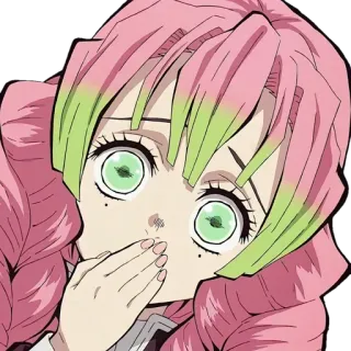 🤭 Mitsuri Kanroji Demon Slayer anime, demon slayer, mitsuri kanroji, surprised, kawaii, manga telegram sticker