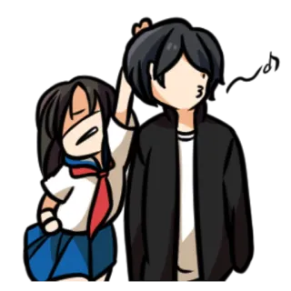 😙 Anime, Dessin animé, Couple, Baiser, Mignon, Illustration telegram sticker