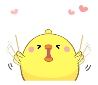 😜 鸟, 小鸡, 表情符号, 可爱, 爱, 心, 黄色, 卡哇伊 telegram sticker