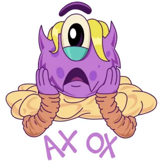 😮 AXOX monster, cute, sticker, purple, cartoon, cyclops telegram sticker