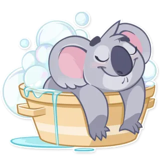🛀 koala, bain, bulles, mignon, animal, dessin animé telegram sticker