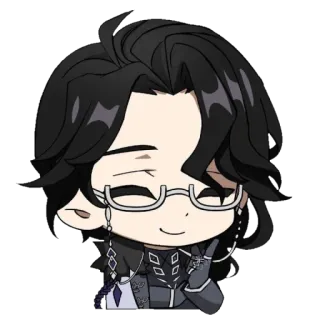 😊 อนิเมะ, จิบิ, การ์ตูน, แว่นตา, แว่นตาข้างเดียว, ตัวละคร telegram sticker