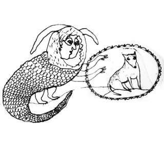 😨 monster, dog, fantasy, illustration, drawing, whimsical telegram sticker