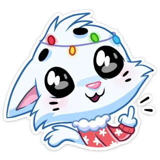 🖕 Gato de desenho animado, Gesto ofensivo, Dedo do meio, Fofo, Suéter de Natal, Gato branco telegram sticker