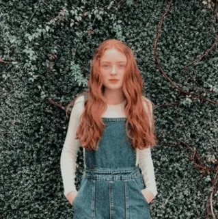 🥕 Frau, Porträt, rote Haare, Mode, Freizeitkleidung, Jeanskleid whatsapp sticker