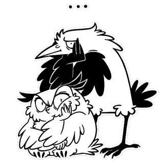 ⚫ ooo 올빼미, 새, 만화, 귀여운, 웃긴 telegram sticker